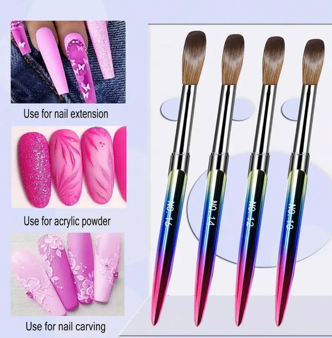 Acrylic Nail Brush Set of 4