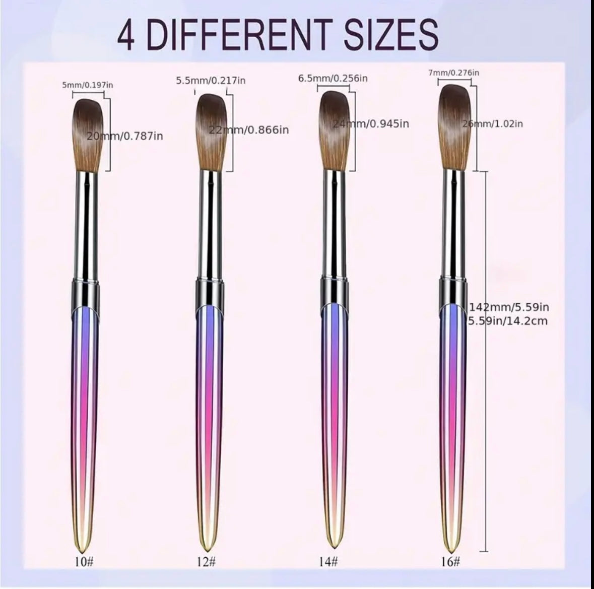 Acrylic Nail Brush Set of 4