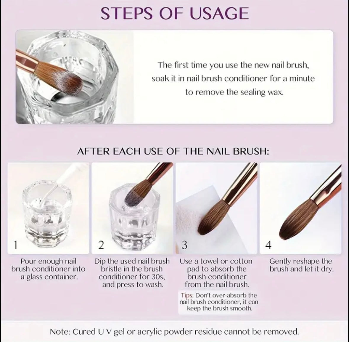 Acrylic Nail Brush Set of 4