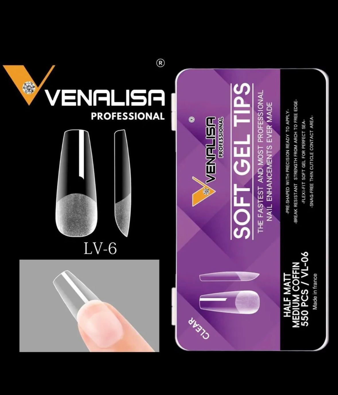Venalisa Soft Gel Tips Medium Coffin