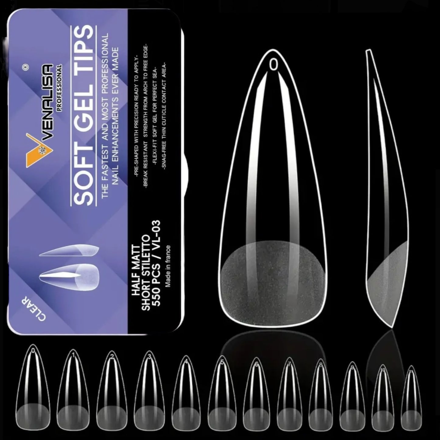 Venalisa Soft Gel Tips Short Stiletto