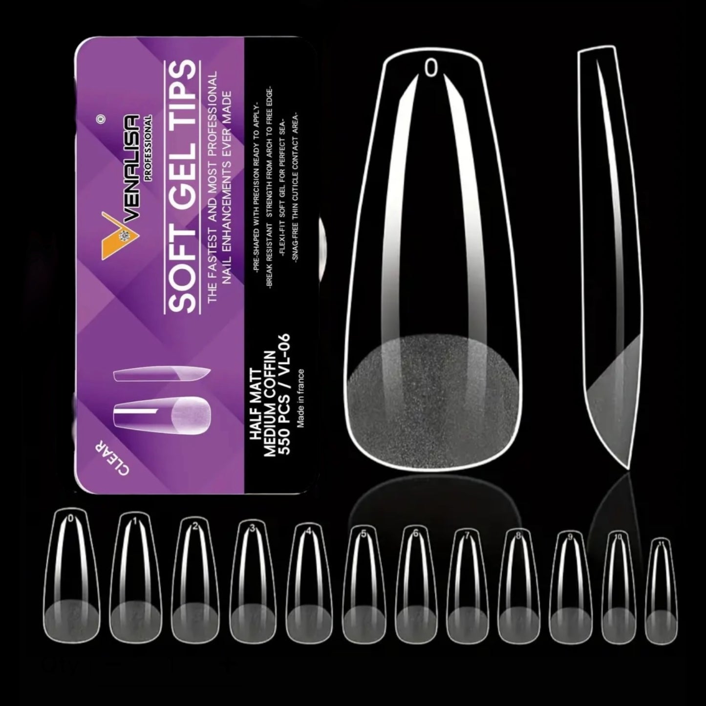 Venalisa Soft Gel Tips Medium Coffin