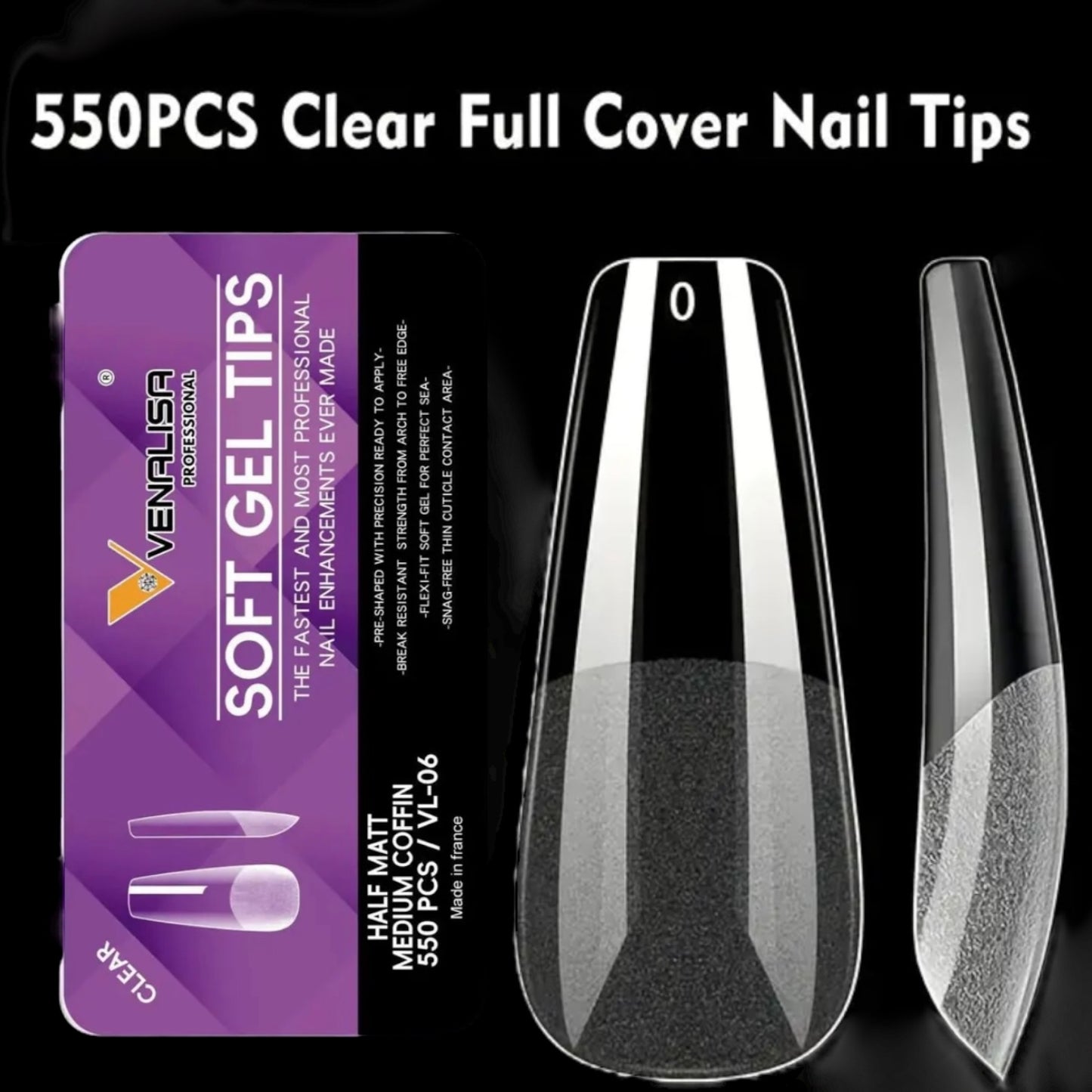 Venalisa Soft Gel Tips Medium Coffin