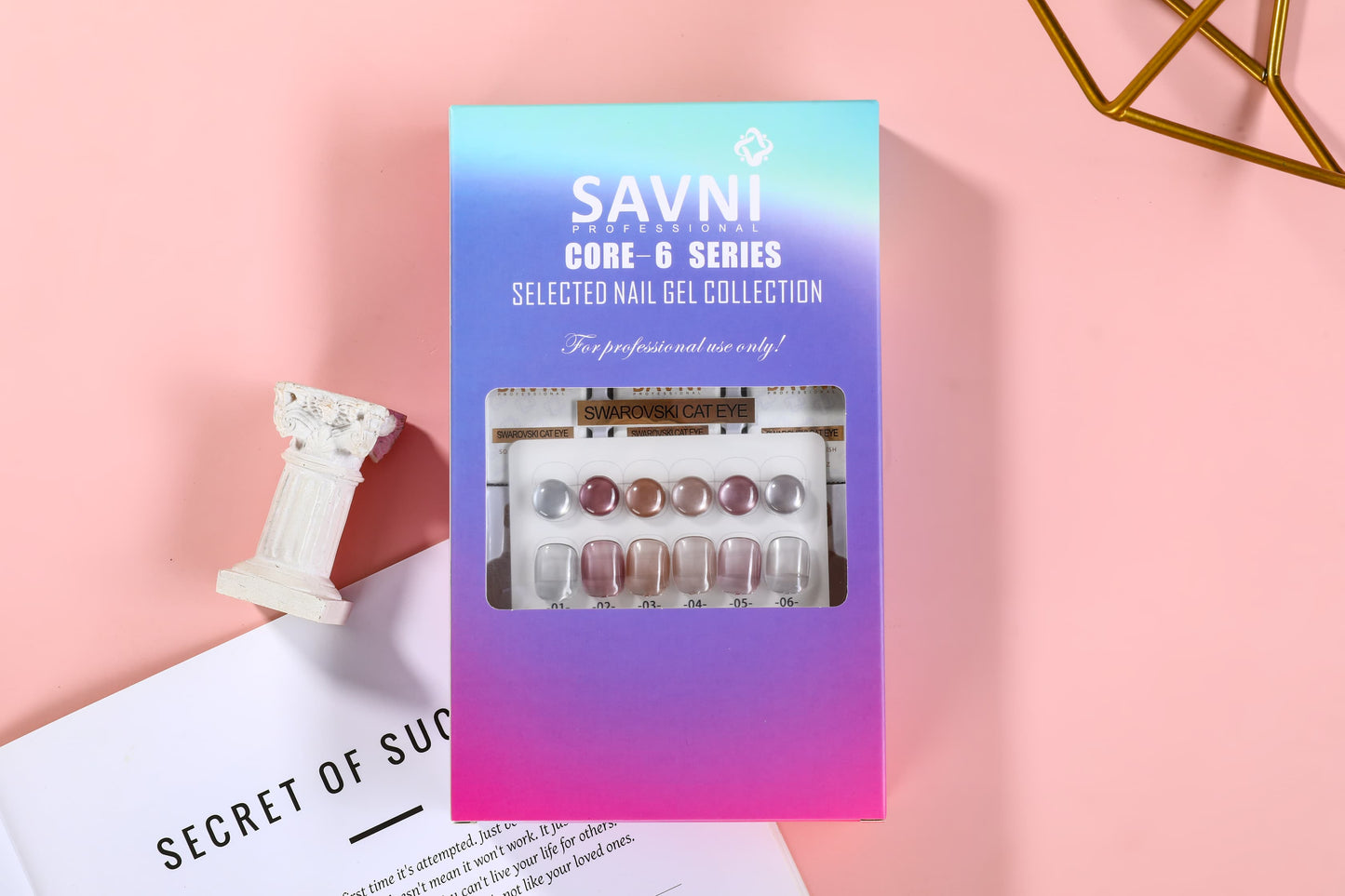 Savni 6pc Gel Polish Set- Swarovski Cat Eye 10ML Each With Shade Card