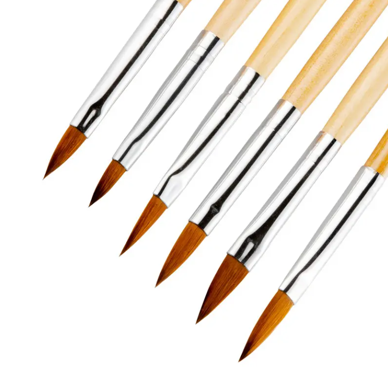 6pc Wooden Acrylic Brush set