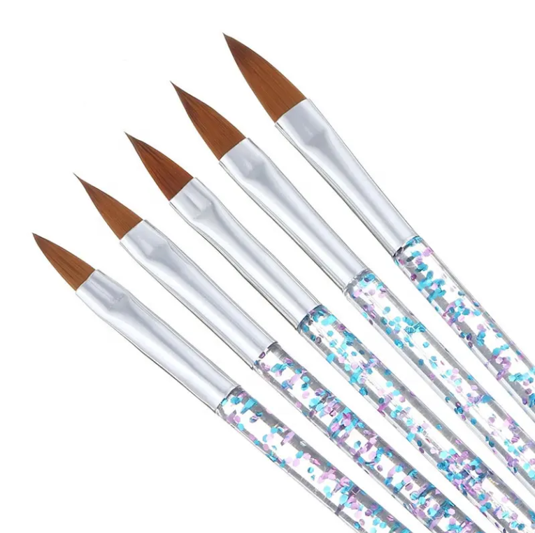 5pc Acrylic Brush Set (Glitter Handle)