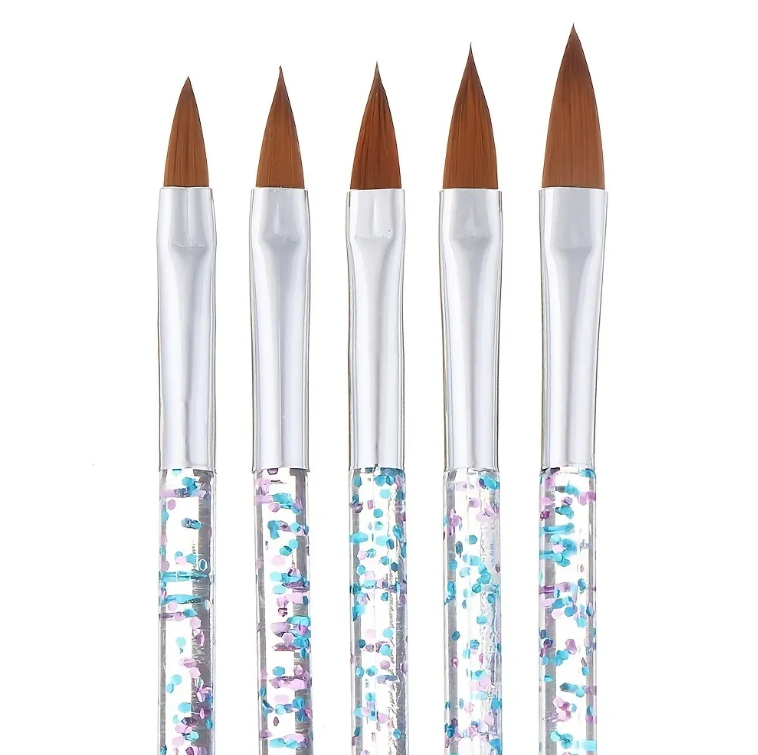 5pc Acrylic Brush Set (Glitter Handle)