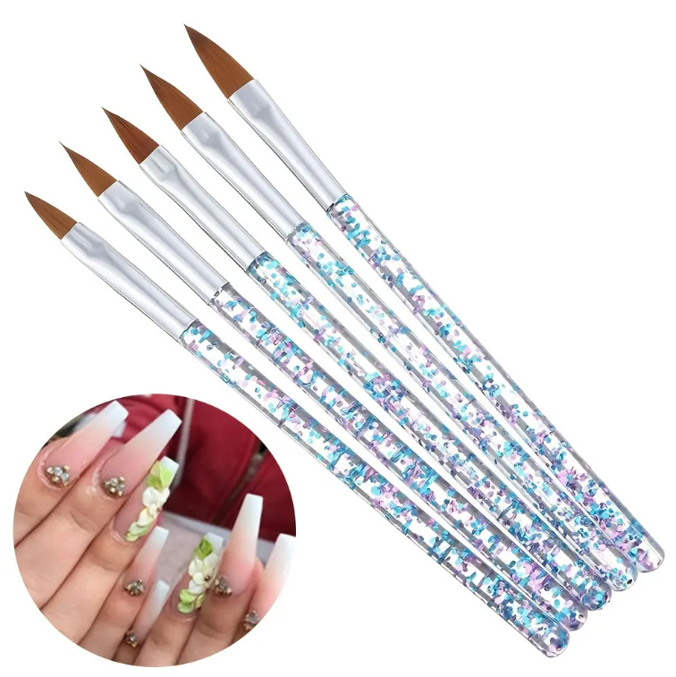 5pc Acrylic Brush Set (Glitter Handle)