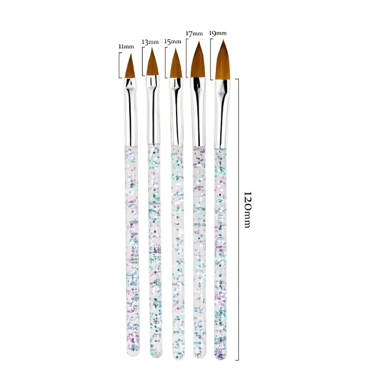 5pc Acrylic Brush Set (Glitter Handle)