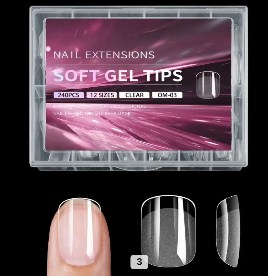 Soft Gel Tips - Short Square (240 Tips)