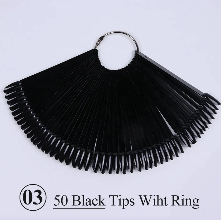 Nail Display with Ring (50 Black Oval Sticks)