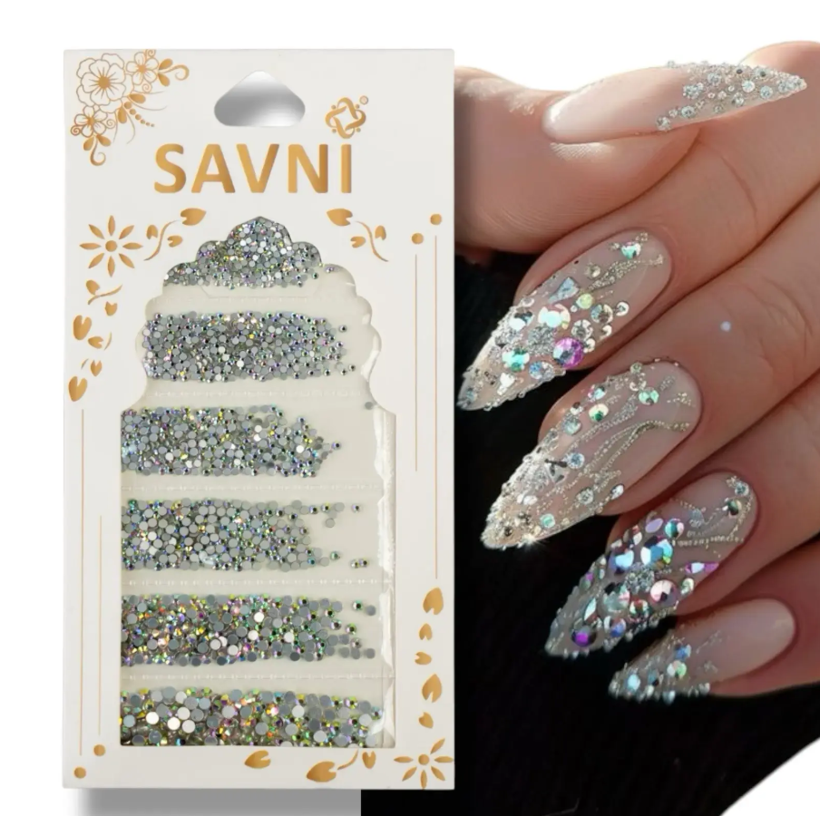 Holographic Silver Base Rhinestone Pack