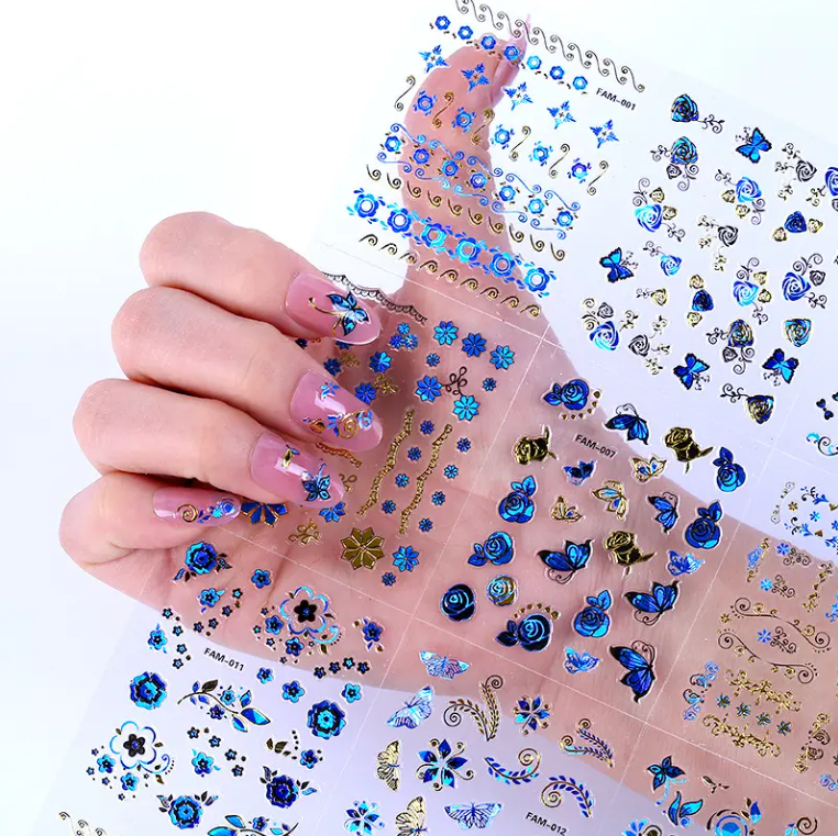 30pcs 3D Sticker - Blue & Golden