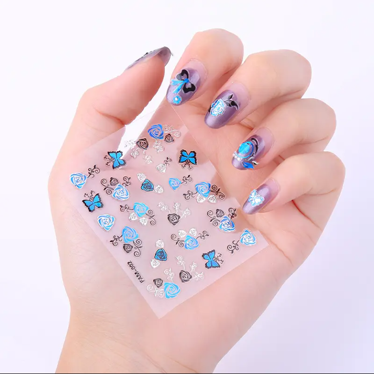 30pcs 3D Sticker - Blue & Golden