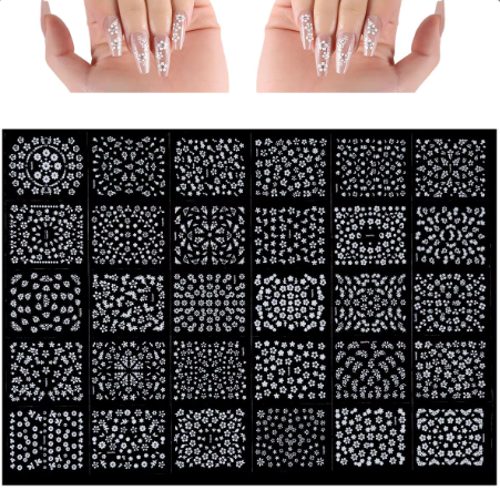 30pcs 3D Sticker - White Floral