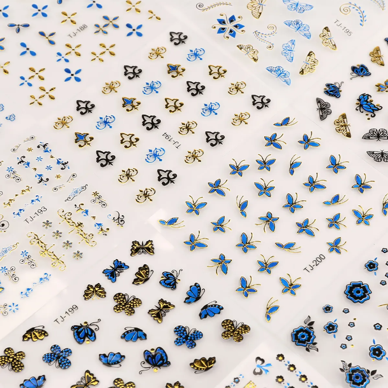 30pcs 3D Sticker - Blue & Golden