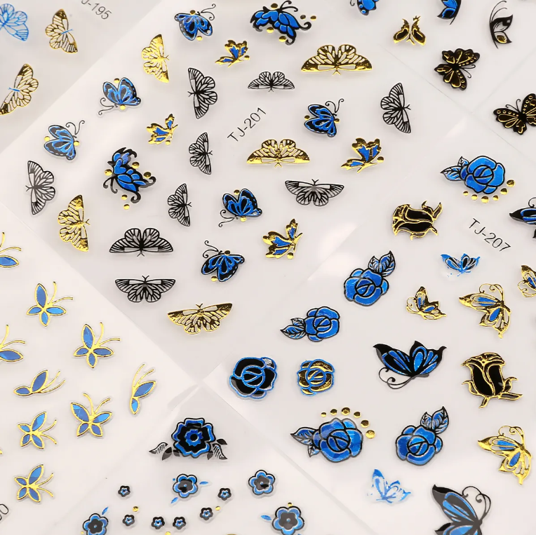 30pcs 3D Sticker - Blue & Golden