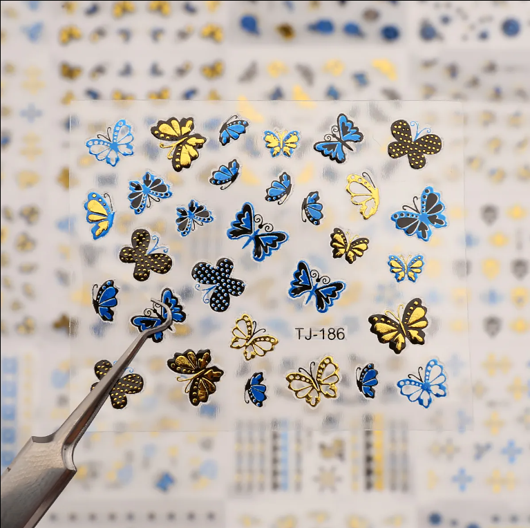 30pcs 3D Sticker - Blue & Golden