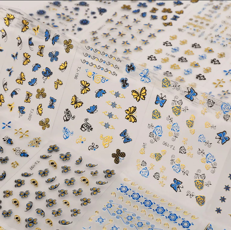 30pcs 3D Sticker - Blue & Golden