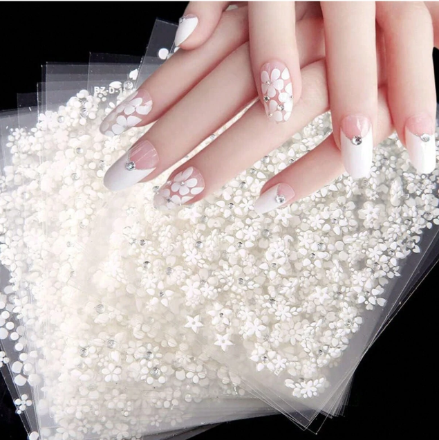 30pcs 3D Sticker - White Floral