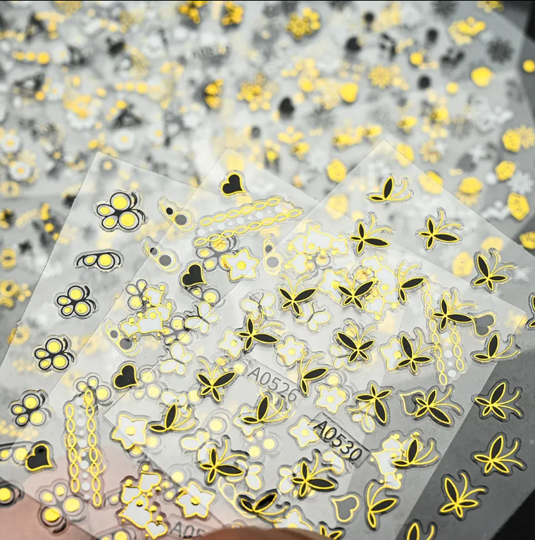 30pcs 3D Sticker - Black & Golden