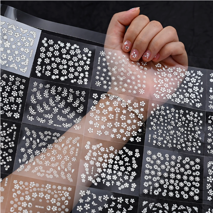 30pcs 3D Sticker - White Floral
