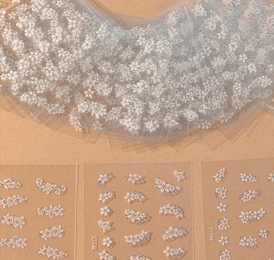 30pcs 3D Sticker - White
