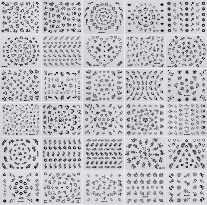 30pcs 3D Sticker - Black