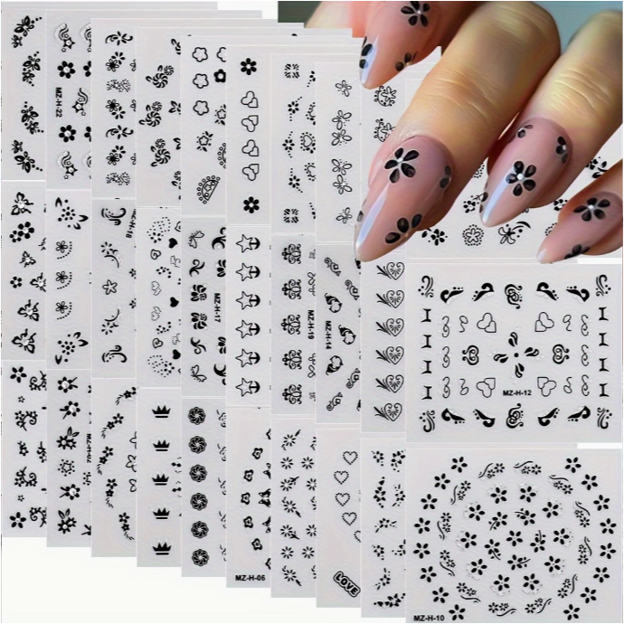 30pcs 3D Sticker - Black