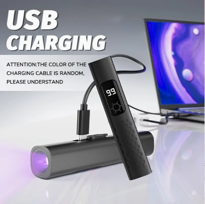 UV LED Torch Lamp with Digital Display (Black)
