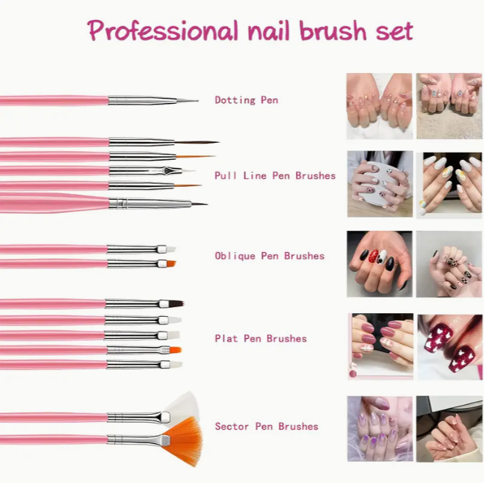15pc Mixed Brush Set - Premium Quality (Random Color)