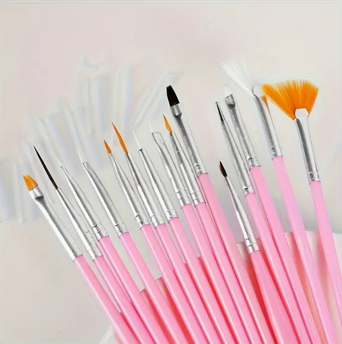 15pc Mixed Brush Set - Premium Quality (Random Color)