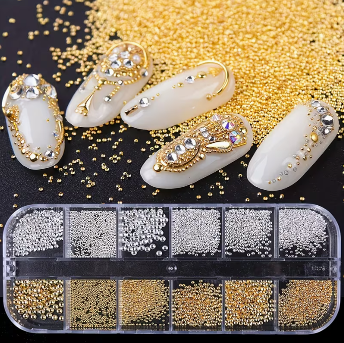 Golden Silver Caviar Beads