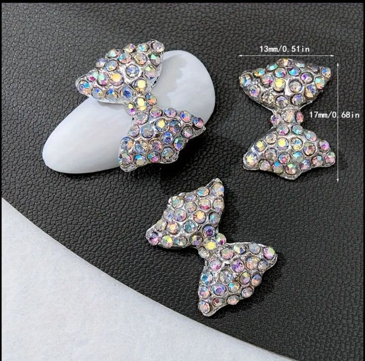 Rhinestone Bow Charm Pair