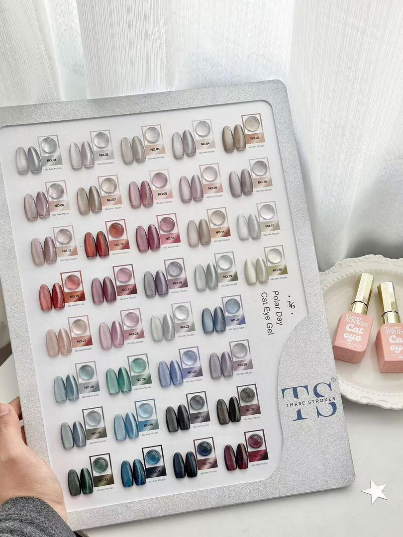 Three Strokes Polar Cat Eye Set 36pc- 15ML With Shade Card & Magnet
