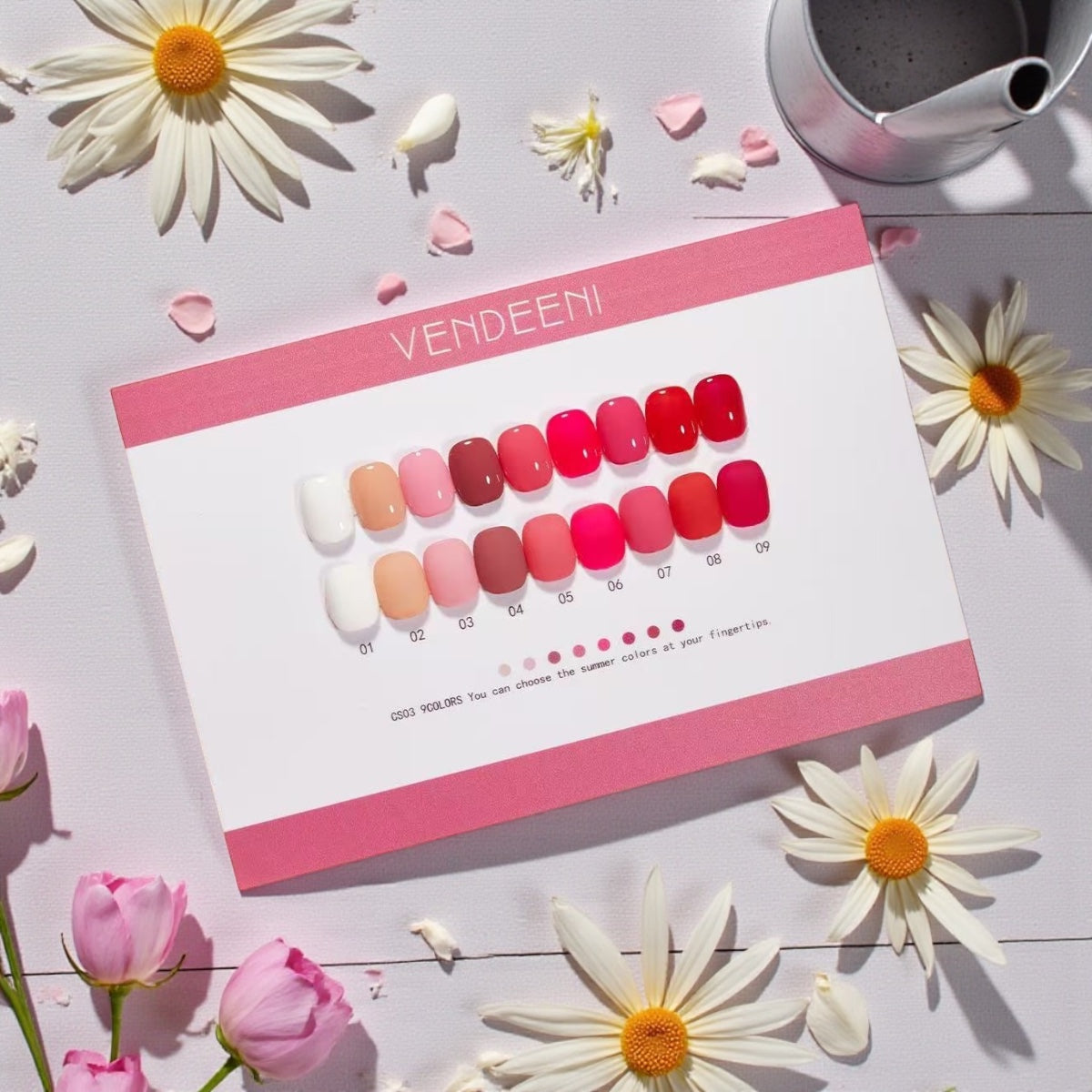 Vendeeni 9pc Solid Gel Polish Set with Shade Card