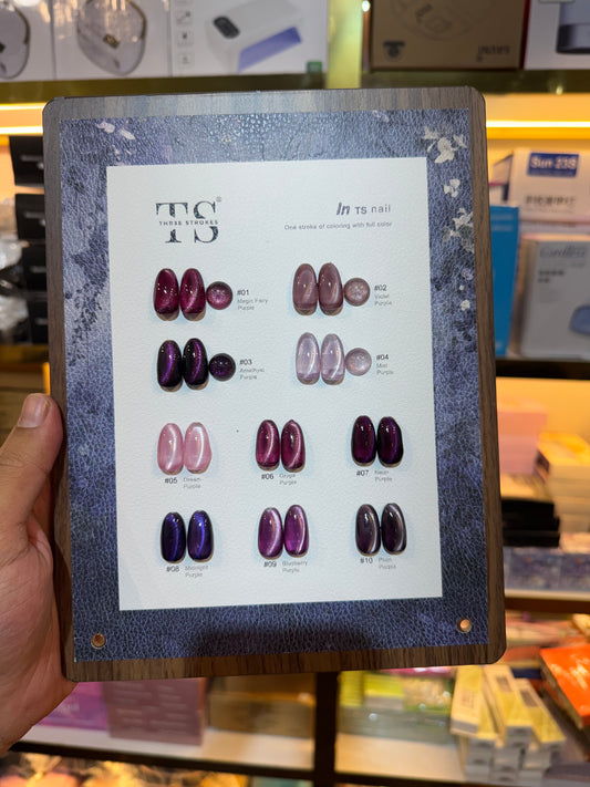 Three Strokes Purple Wine Cat Eye Set- 10pc - 15ML Each With Magnet & Shade Card