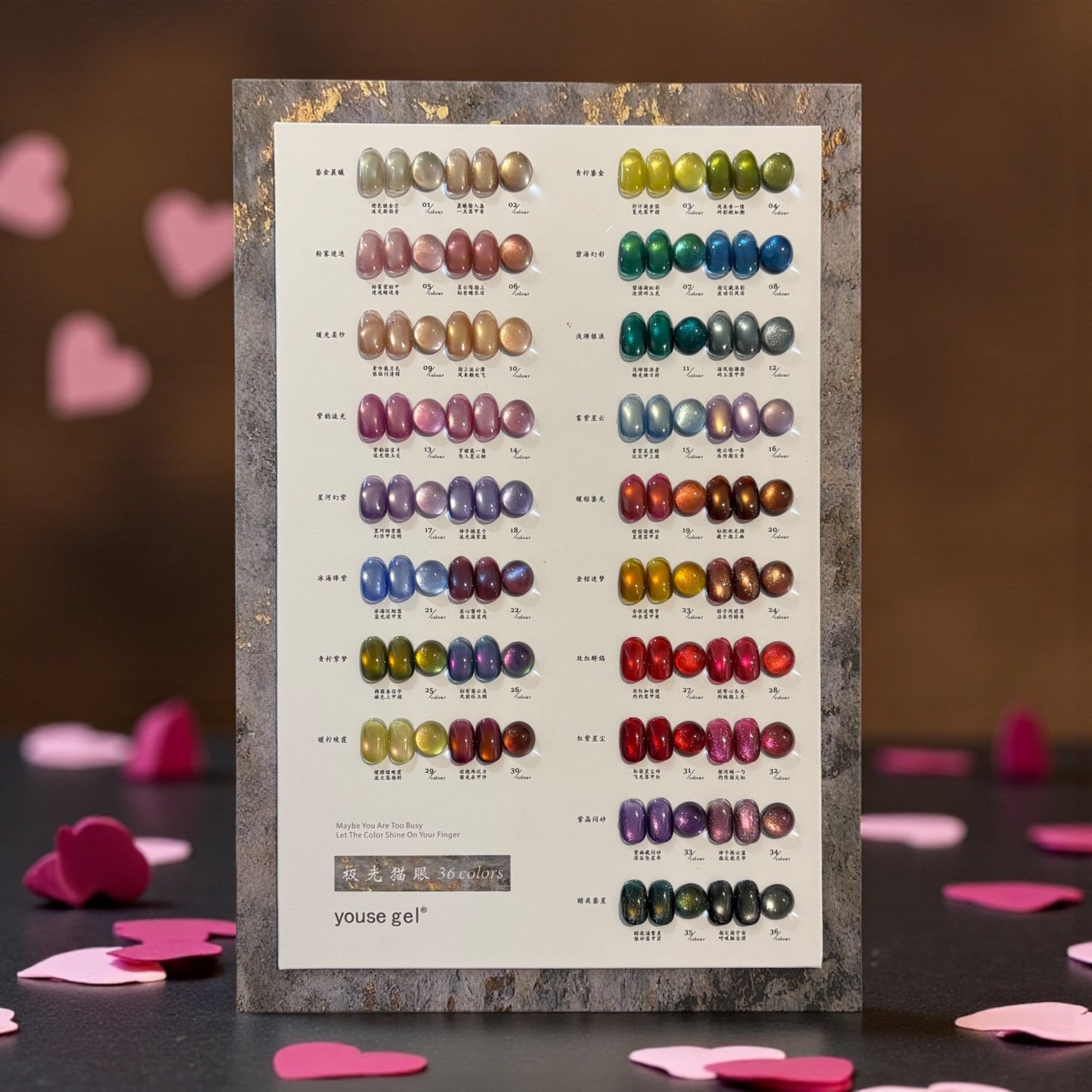 Youse Gel Cat Eye Set – 36 Colors (15ml Each) + Shade Card