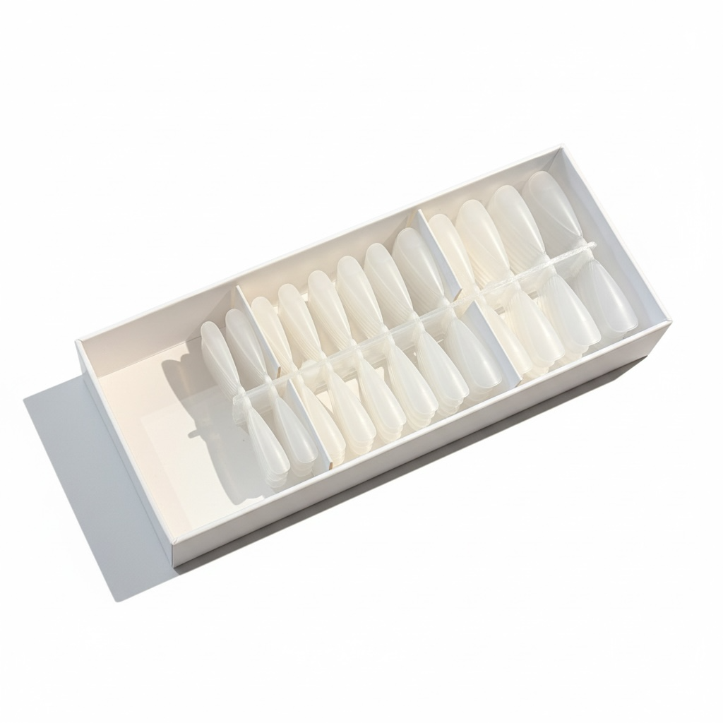 Soft Gel Stiletto Tip Box – Pre Buffed (480 Tips)