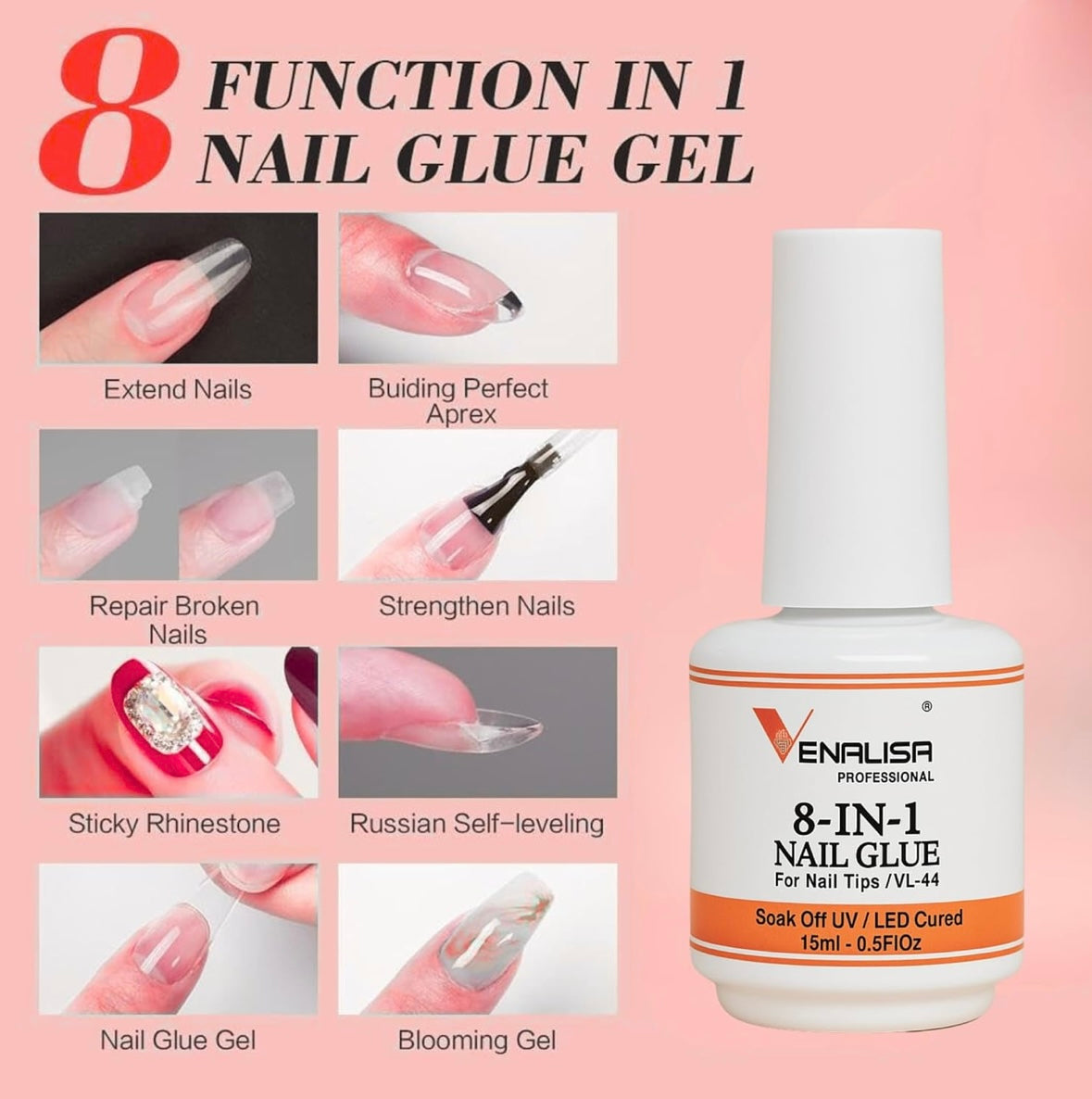 Venalisa 8 in 1 Nail Glue Gel (15ml)