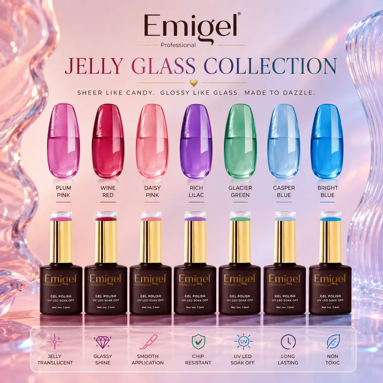 Emigel Jelly Glass Gel Polish 7.5ml