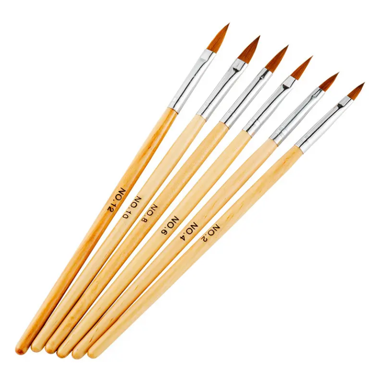 6pc Wooden Acrylic Brush set