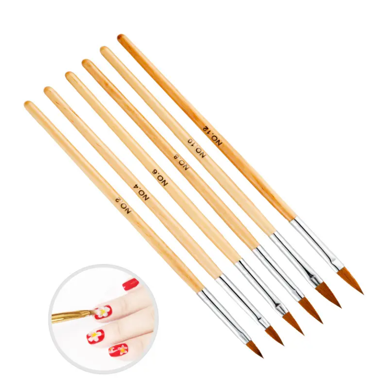 6pc Wooden Acrylic Brush set