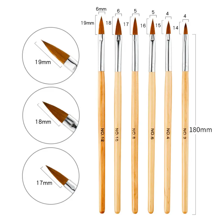 6pc Wooden Acrylic Brush set