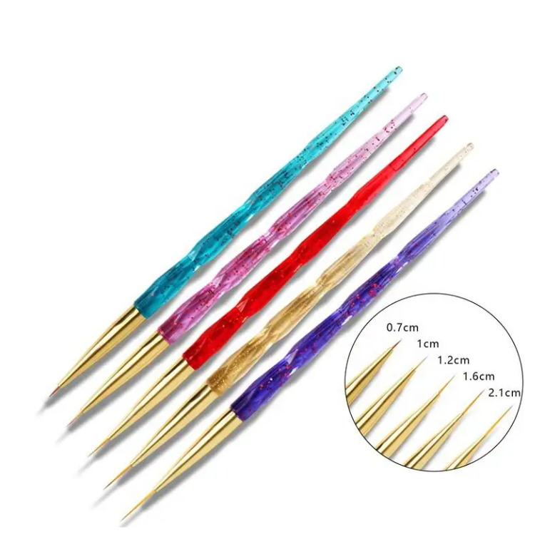 5pc Liner Brush Set (Glitter Handle)