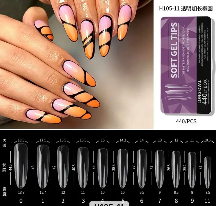 Soft Gel Tips - Long Oval