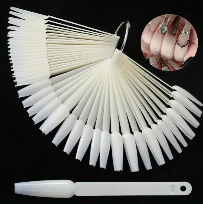Nail Display with Ring (50 Natural Coffin Sticks)