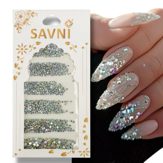 Holographic Silver Base Rhinestone Pack
