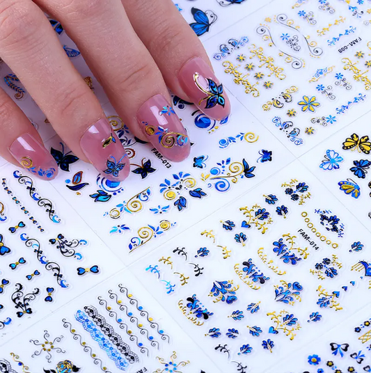 30pcs 3D Sticker - Blue & Golden