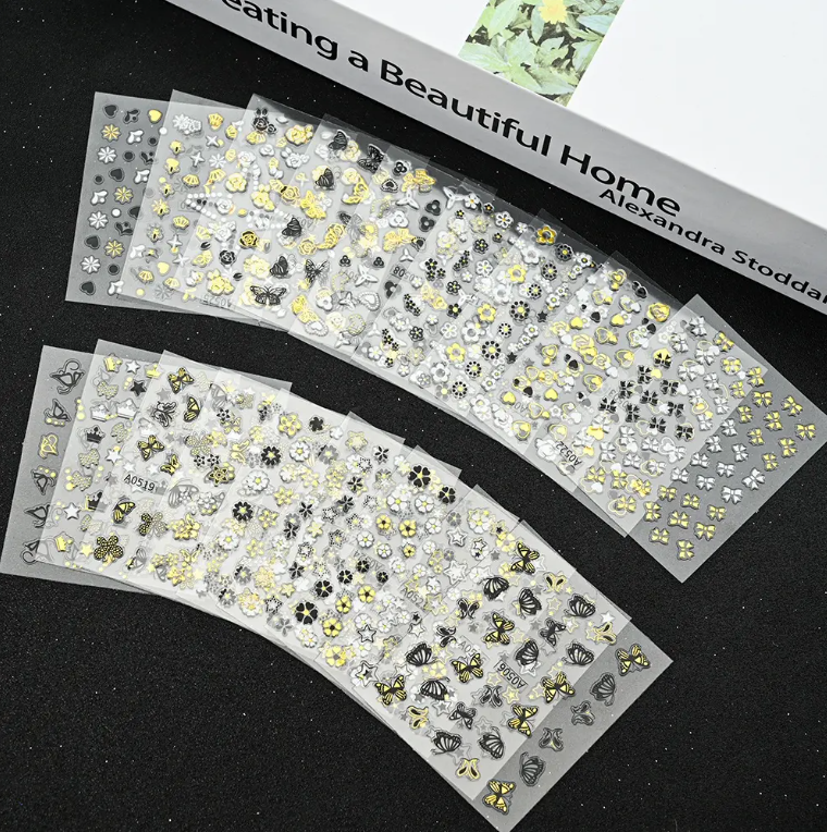 30pcs 3D Sticker - Black & Golden